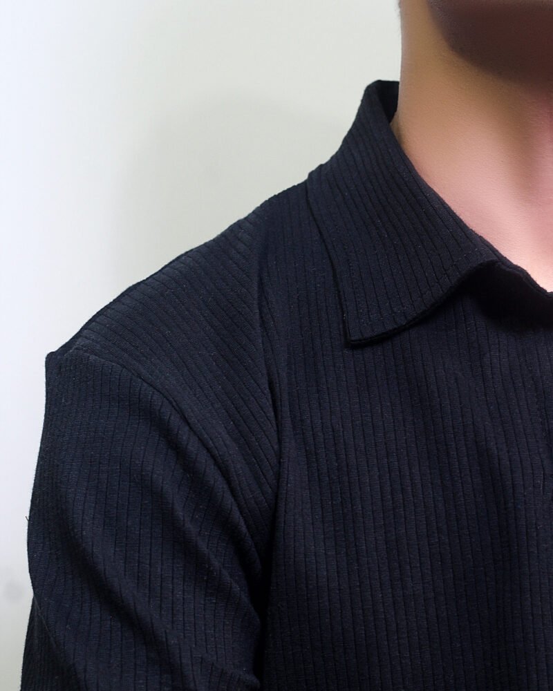 Drop Needle Polo Shirt - Black - Image 3