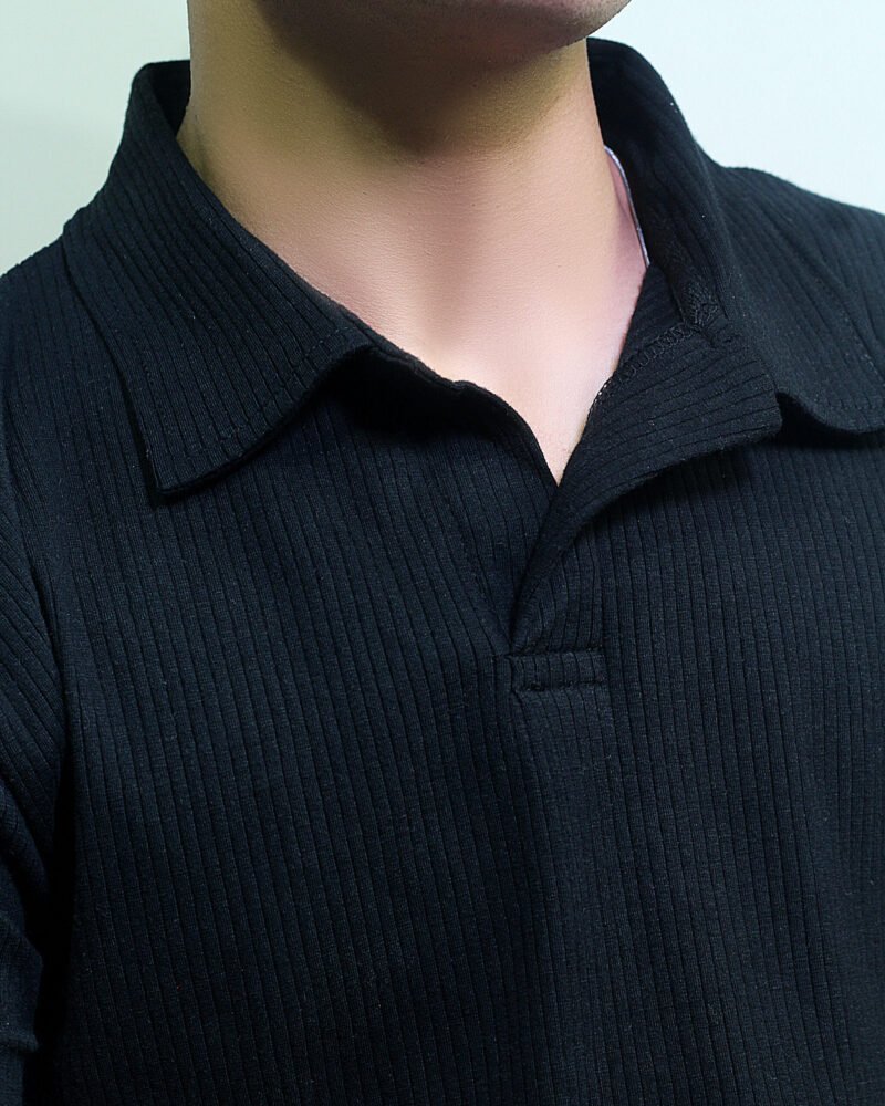 Drop Needle Polo Shirt - Black - Image 4